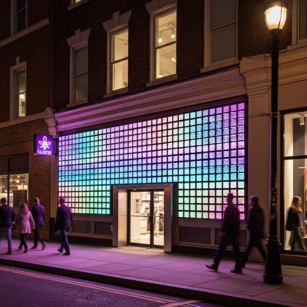 Modern LED tabela ve mağaza cephesi uygulaması